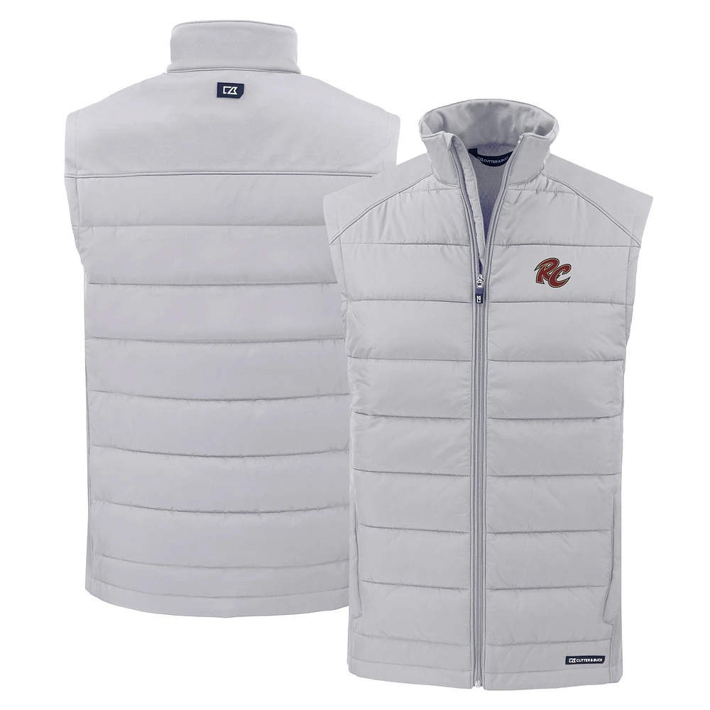 Men's Cutter & Buck Gray Sacramento River Cats Evoke Hybrid Eco Softshell Recycled Full-Zip Vest