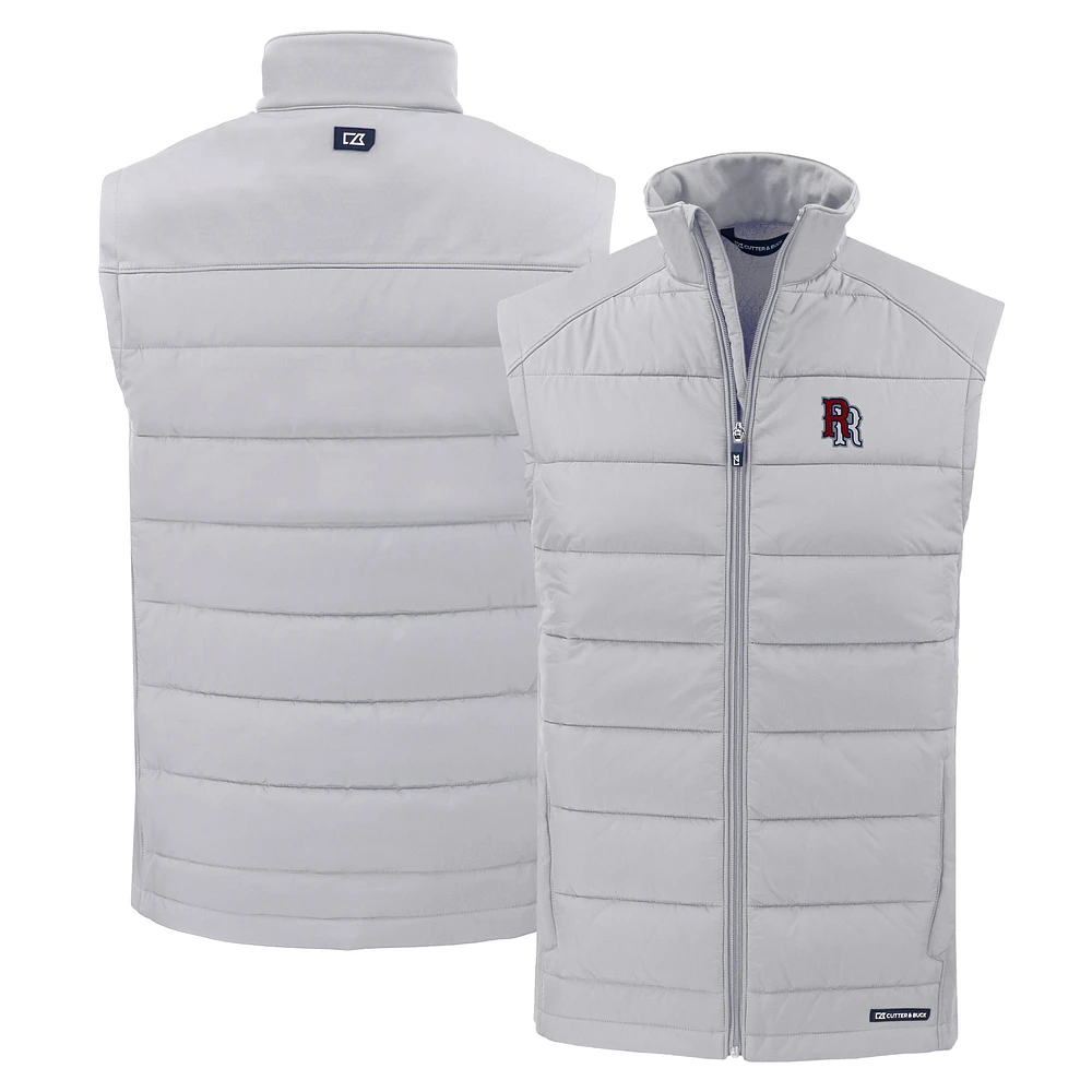 Men's Cutter & Buck Gray Round Rock Express Evoke Hybrid Eco Softshell Recycled Full-Zip Vest