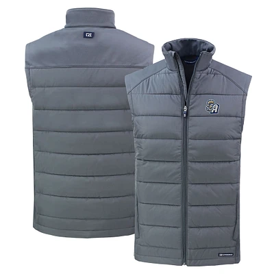 Men's Cutter & Buck Steel San Antonio Missions Evoke Hybrid Eco Softshell Recycled Full-Zip Vest