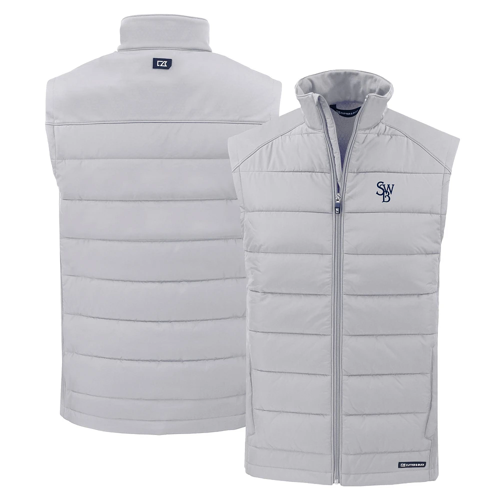 Men's Cutter & Buck Gray Scranton Wilkes-Barre RailRiders Evoke Hybrid Eco Softshell Recycled Full-Zip Vest