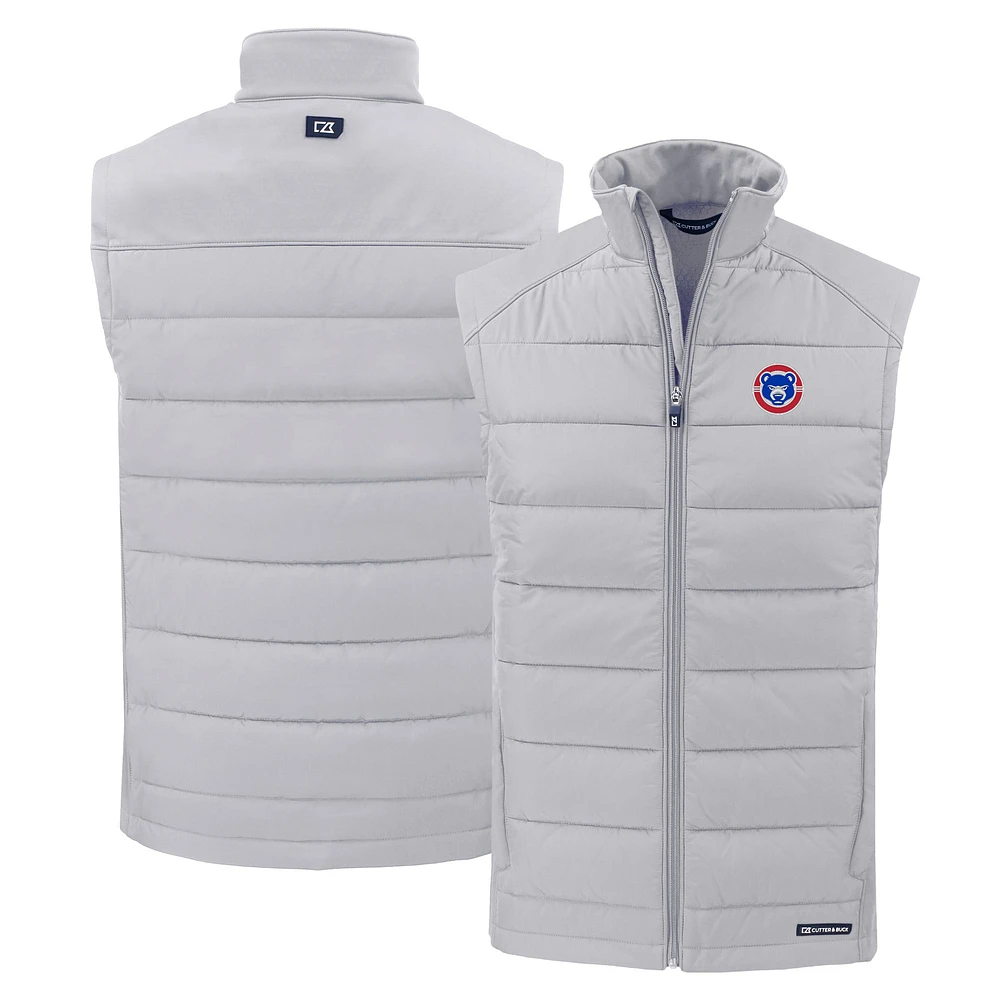 Men's Cutter & Buck Gray South Bend Cubs Evoke Hybrid Eco Softshell Recycled Full-Zip Vest