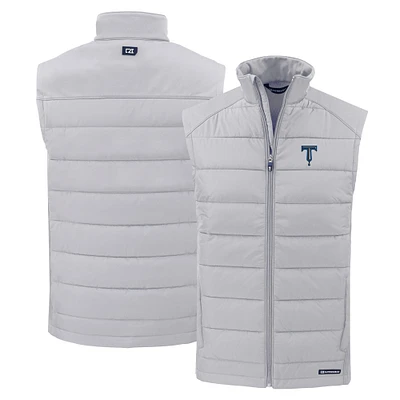 Men's Cutter & Buck Gray Tulsa Drillers Evoke Hybrid Eco Softshell Recycled Full-Zip Vest