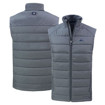 Men's Cutter & Buck Steel West Michigan Whitecaps Evoke Hybrid Eco Softshell Recycled Full-Zip Vest