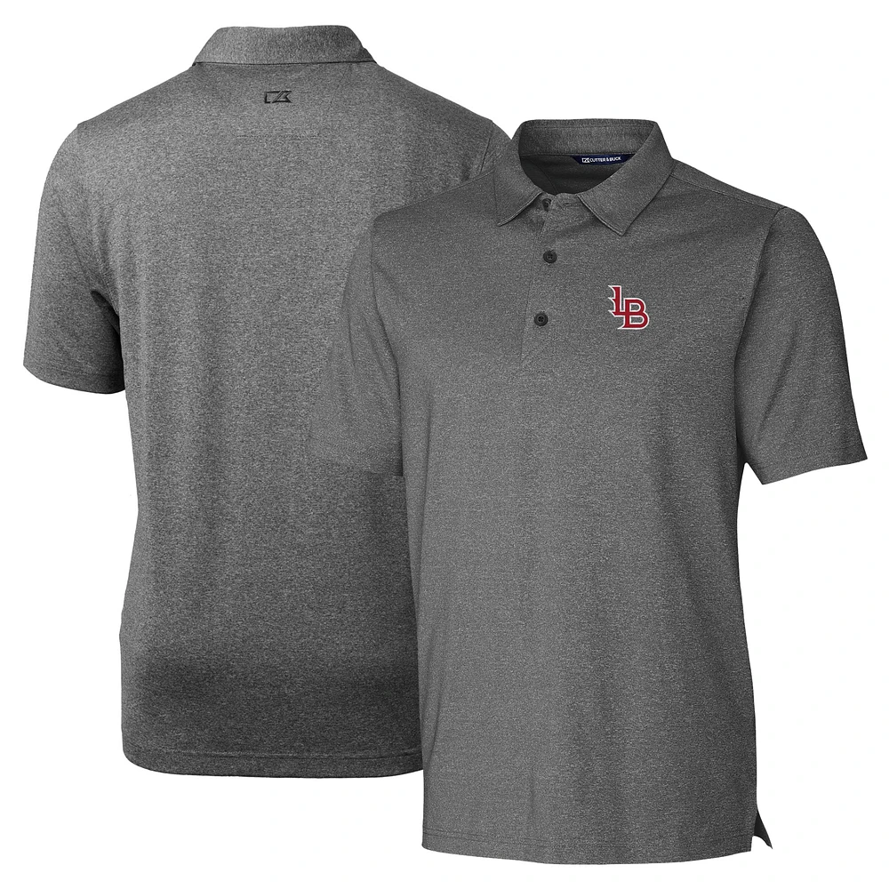 Men's Cutter & Buck Heather Charcoal Louisville Bats Forge Heathered Stretch Polo
