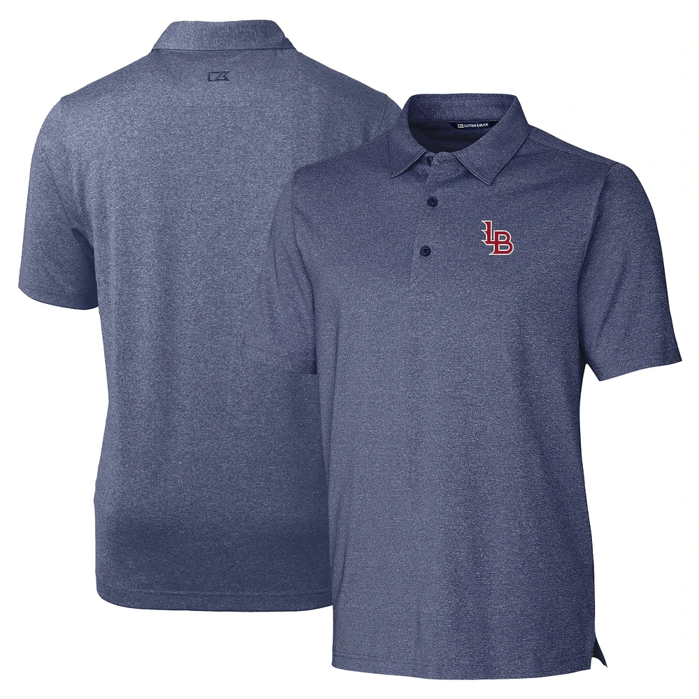 Men's Cutter & Buck Heather Navy Louisville Bats Forge Heathered Stretch Polo