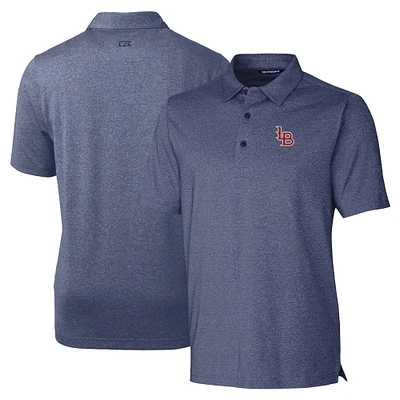 Men's Cutter & Buck Heather Navy Louisville Bats Forge Heathered Stretch Polo