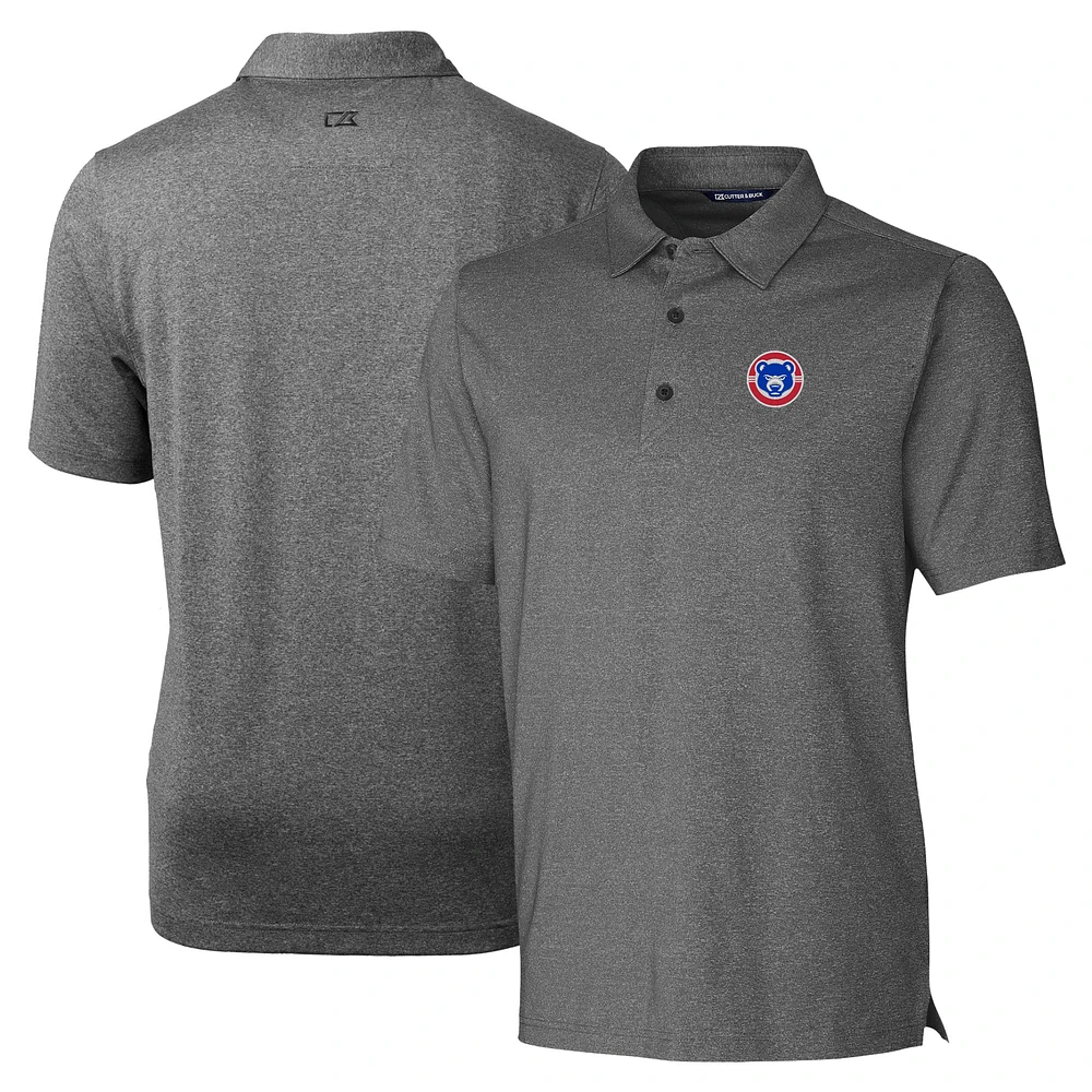 Men's Cutter & Buck Heather Charcoal South Bend Cubs Forge Heathered Stretch Polo
