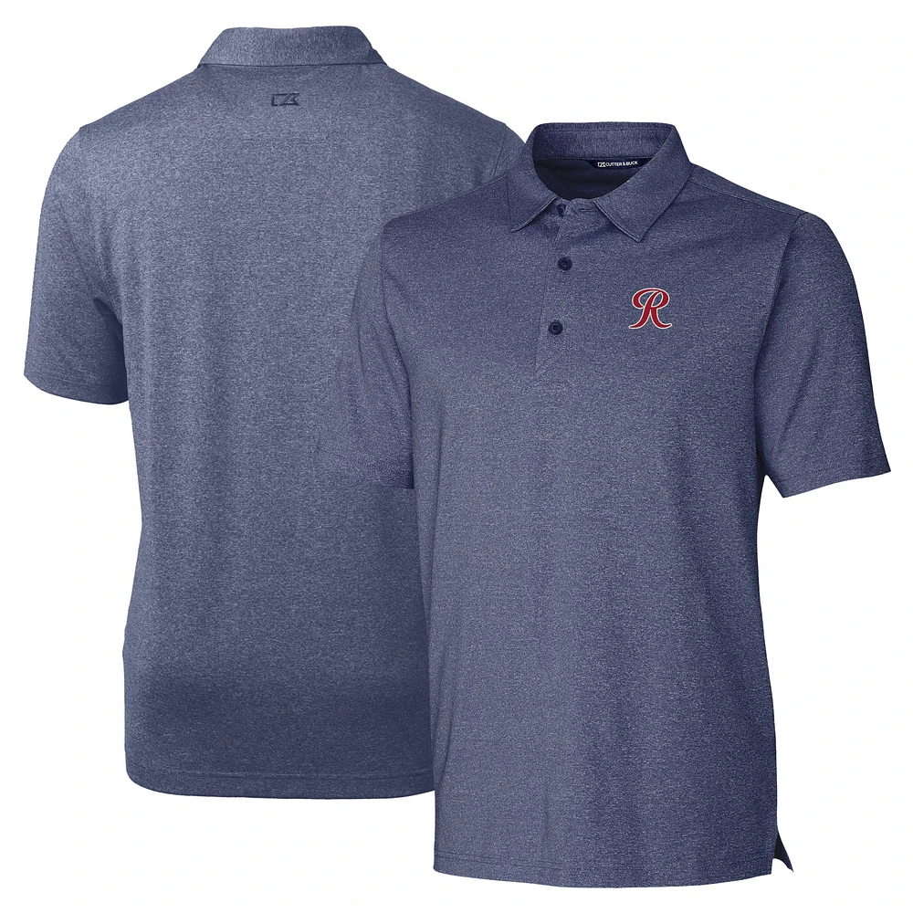 Men's Cutter & Buck Heather Navy Tacoma Rainiers Forge Heathered Stretch Polo