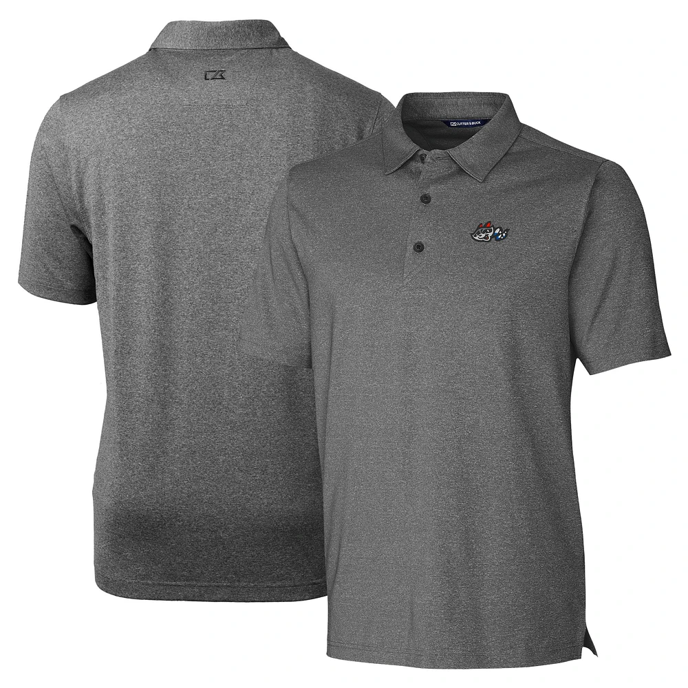 Men's Cutter & Buck Heather Charcoal Rocket City Trash Pandas Forge Heathered Stretch Polo