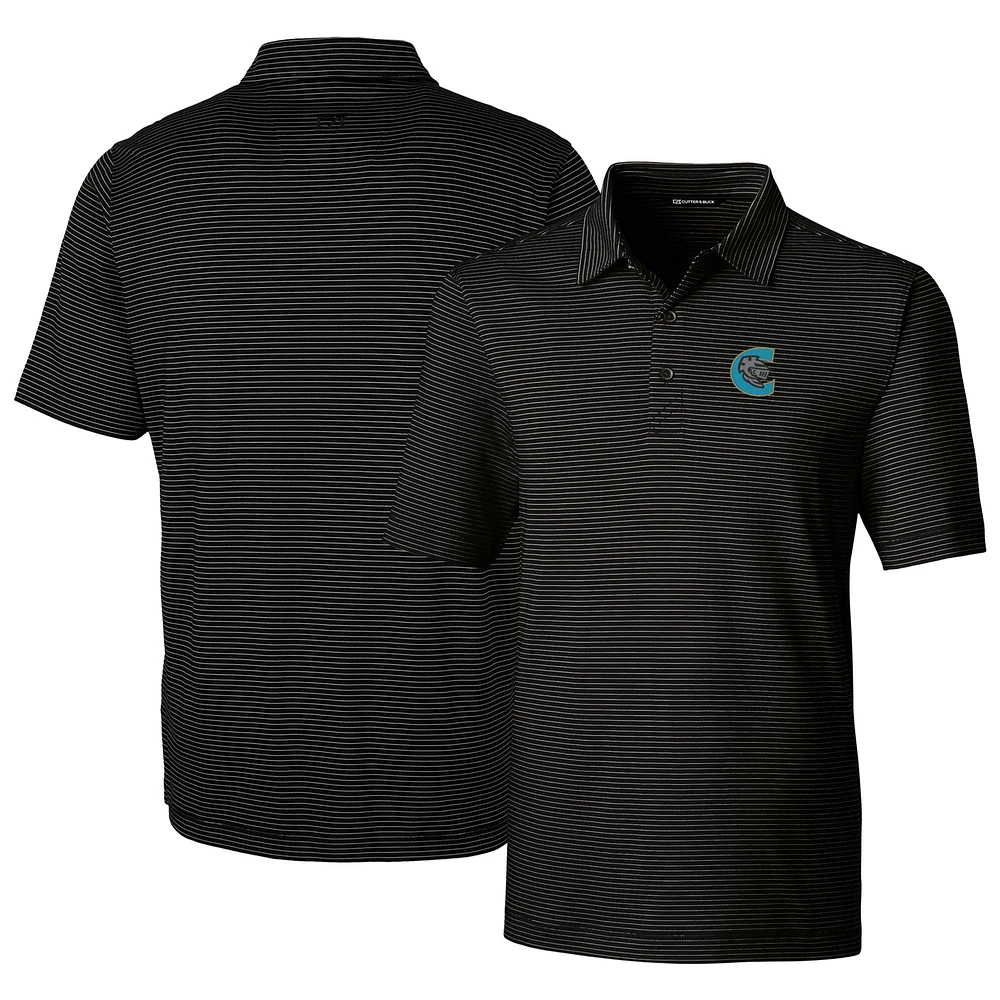 Men's Cutter & Buck Charlotte Knights Forge Pencil Stripe Stretch DryTec Polo