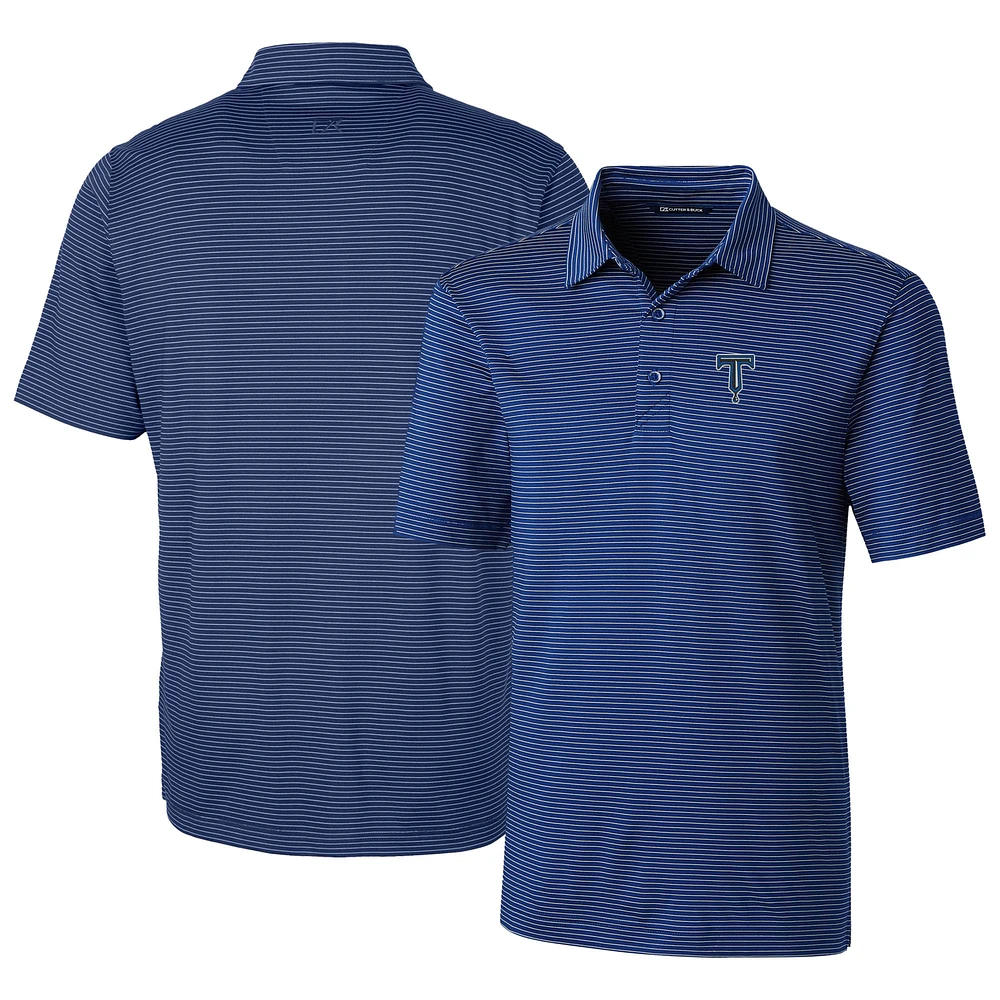 Men's Cutter & Buck Blue Tulsa Drillers Forge Pencil Stripe Stretch DryTec Polo