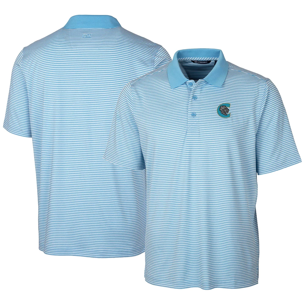 Men's Cutter & Buck Powder Blue Charlotte Knights Forge Tonal Stripe Stretch Polo
