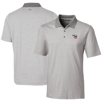 Men's Cutter & Buck Gray Iowa Cubs Forge Tonal Stripe Stretch Polo