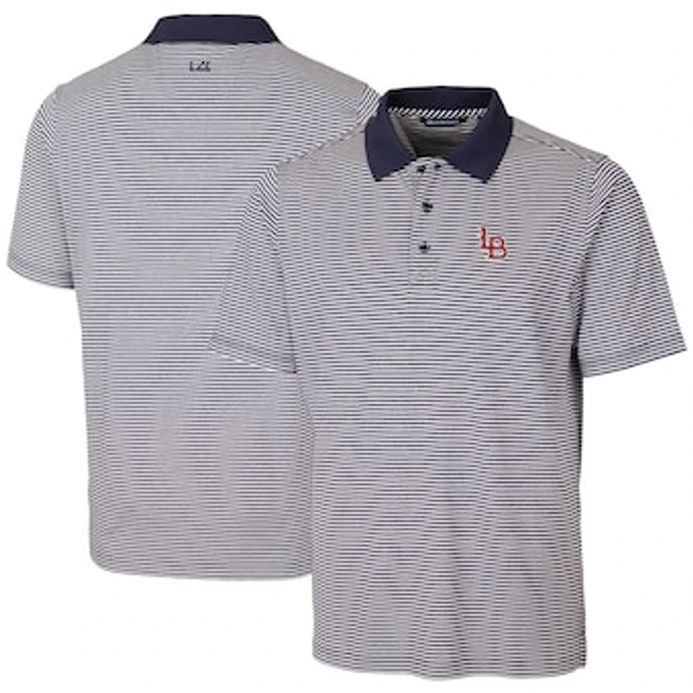 Men's Cutter & Buck Navy Louisville Bats Forge Tonal Stripe Stretch Polo