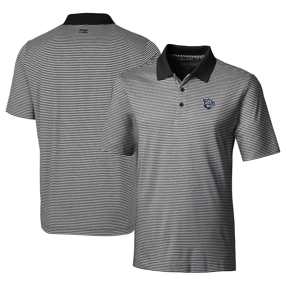Men's Cutter & Buck Black Lehigh Valley IronPigs Forge Tonal Stripe Stretch Polo