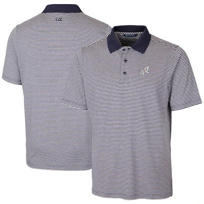 Men's Cutter & Buck Navy Reno Aces Forge Tonal Stripe Stretch Polo