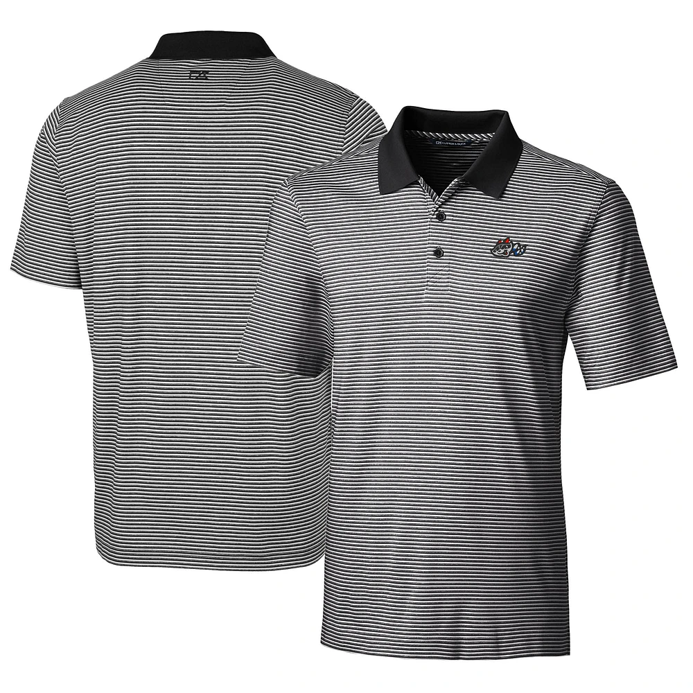 Men's Cutter & Buck Black Rocket City Trash Pandas Forge Tonal Stripe Stretch Polo