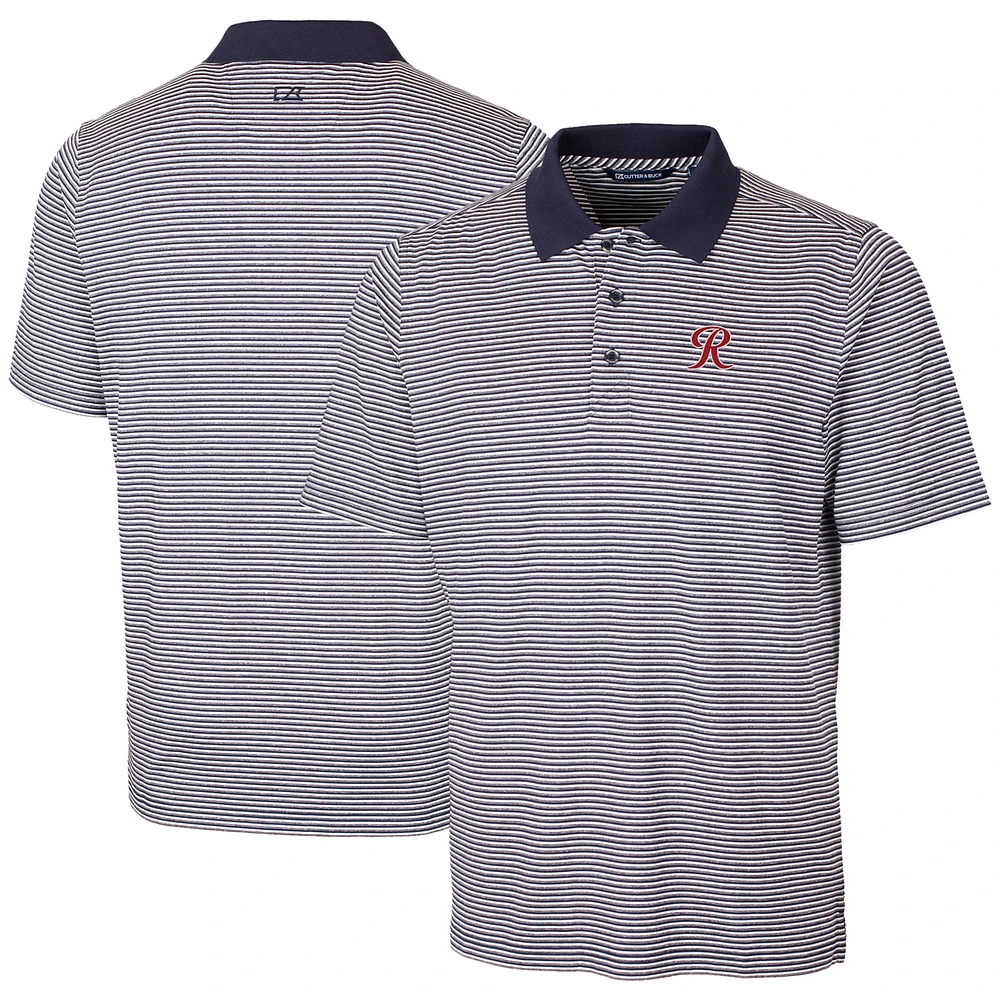 Men's Cutter & Buck Navy Tacoma Rainiers Forge Tonal Stripe Stretch Polo