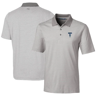 Men's Cutter & Buck Gray Tulsa Drillers Forge Tonal Stripe Stretch Polo