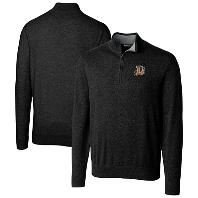 Men's Cutter & Buck Black Durham Bulls Lakemont Tri-Blend Quarter-Zip Pullover Sweater