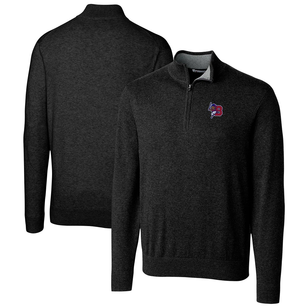 Men's Cutter & Buck Black Buffalo Bisons Lakemont Tri-Blend Quarter-Zip Pullover Sweater