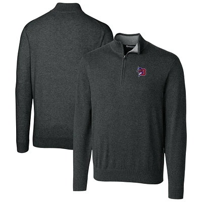 Men's Cutter & Buck Heather Charcoal Buffalo Bisons Lakemont Tri-Blend Quarter-Zip Pullover Sweater