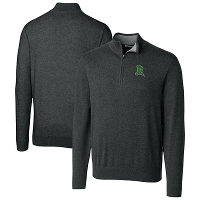 Men's Cutter & Buck Heather Charcoal Dayton Dragons Lakemont Tri-Blend Quarter-Zip Pullover Sweater