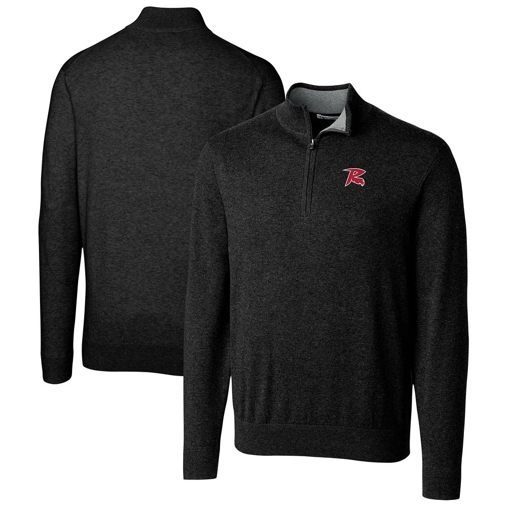 Men's Cutter & Buck Black Richmond Flying Squirrels Lakemont Tri-Blend Quarter-Zip Pullover Sweater