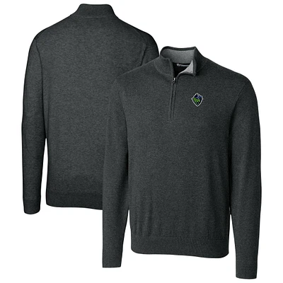 Men's Cutter & Buck Heather Charcoal Hillsboro Hops Lakemont Tri-Blend Quarter-Zip Pullover Sweater
