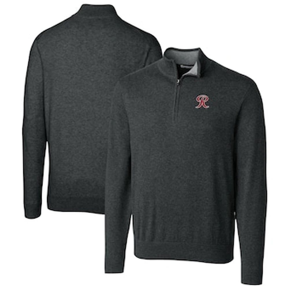 Men's Cutter & Buck Heather Charcoal Tacoma Rainiers Lakemont Tri-Blend Quarter-Zip Pullover Sweater