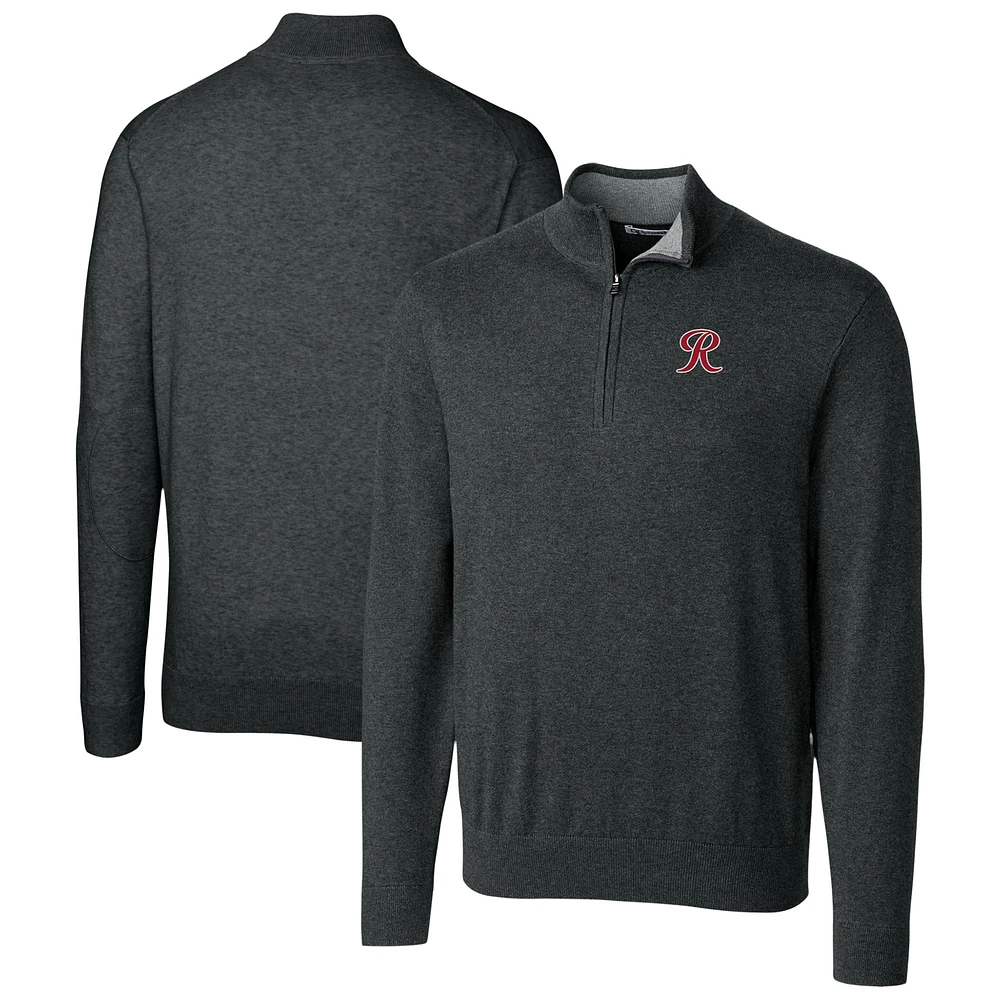 Men's Cutter & Buck Heather Charcoal Tacoma Rainiers Lakemont Tri-Blend Quarter-Zip Pullover Sweater
