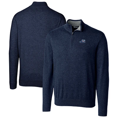 Men's Cutter & Buck Navy West Michigan Whitecaps Lakemont Tri-Blend Quarter-Zip Pullover Sweater