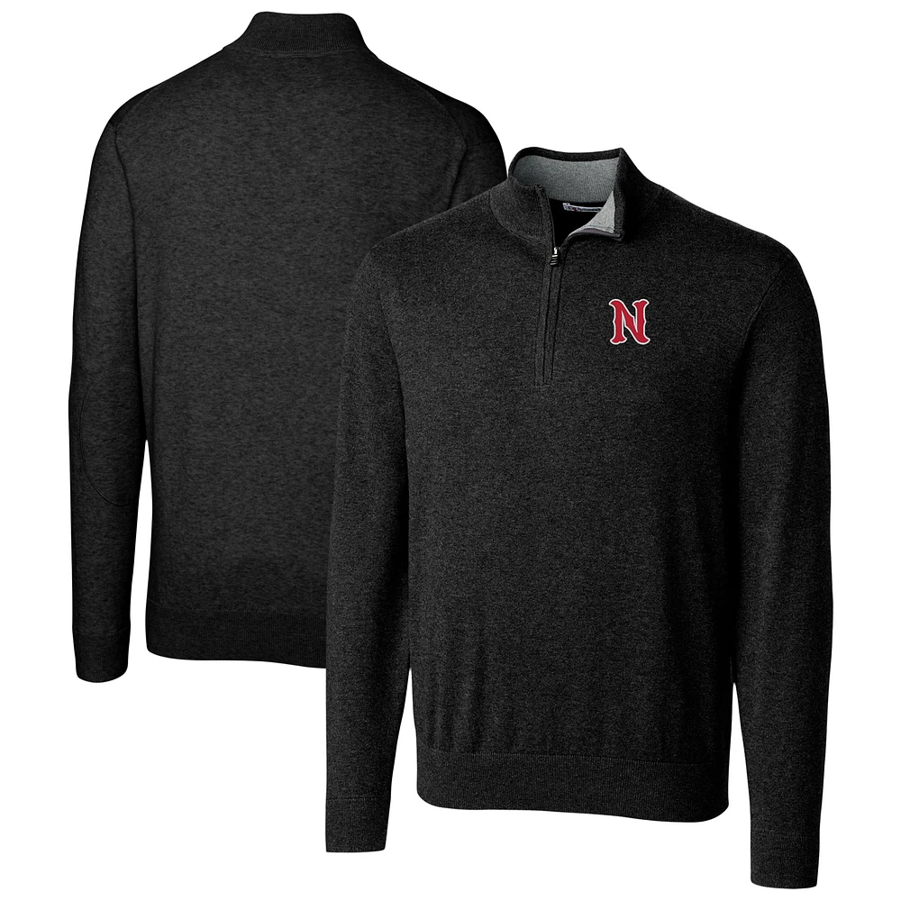 Men's Cutter & Buck Black Nashville Sounds Lakemont Tri-Blend Quarter-Zip Pullover Sweater
