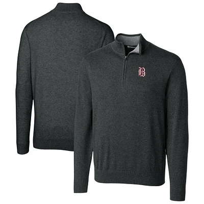 Men's Cutter & Buck Heather Charcoal Birmingham Barons Lakemont Tri-Blend Quarter-Zip Pullover Sweater