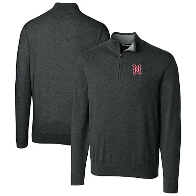 Men's Cutter & Buck Heather Charcoal Nashville Sounds Lakemont Tri-Blend Quarter-Zip Pullover Sweater