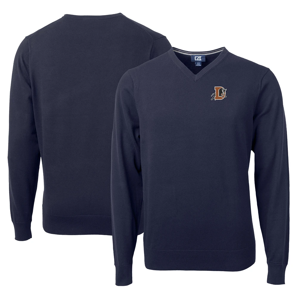 Men's Cutter & Buck Navy Durham Bulls Lakemont Tri-Blend V-Neck Pullover Sweater