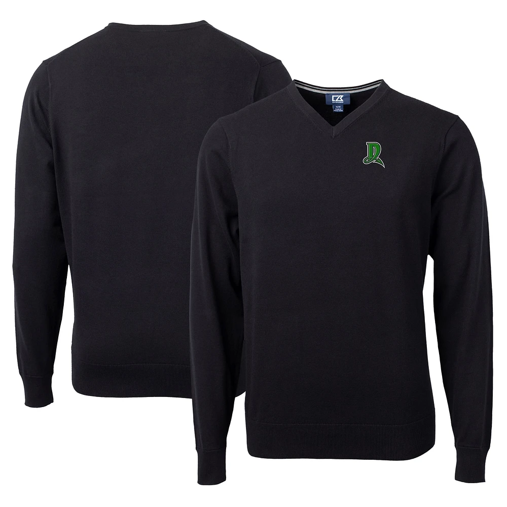 Men's Cutter & Buck Black Dayton Dragons Lakemont Tri-Blend V-Neck Pullover Sweater