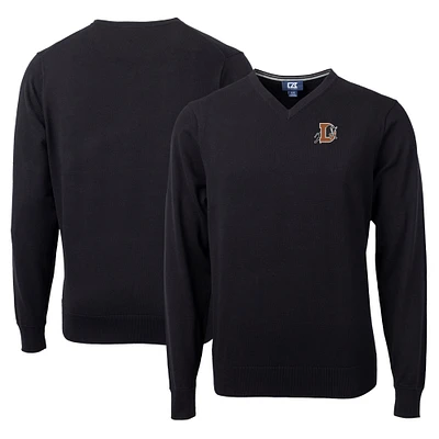Men's Cutter & Buck Black Durham Bulls Lakemont Tri-Blend V-Neck Pullover Sweater