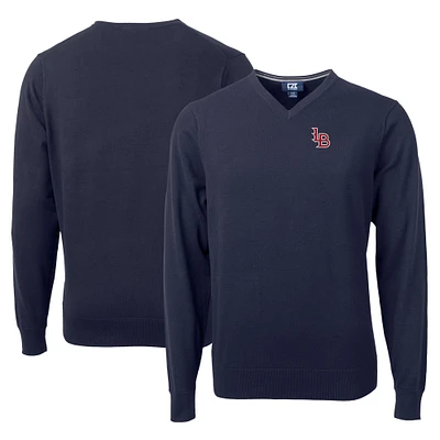 Men's Cutter & Buck Navy Louisville Bats Lakemont Tri-Blend V-Neck Pullover Sweater