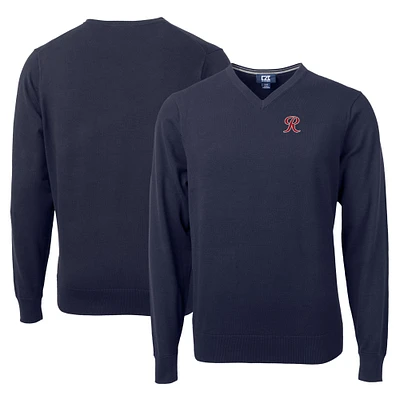 Men's Cutter & Buck Navy Tacoma Rainiers Lakemont Tri-Blend V-Neck Pullover Sweater