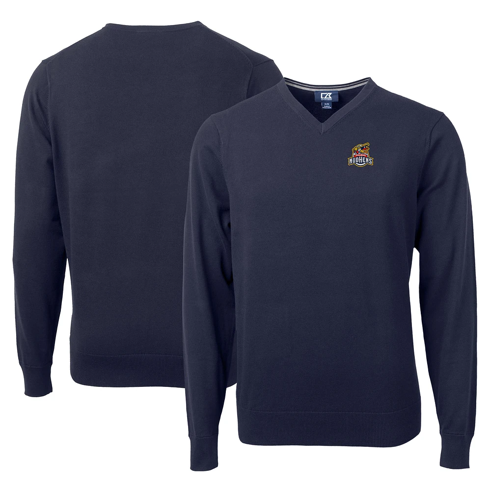 Men's Cutter & Buck Navy Toledo Mud Hens Lakemont Tri-Blend V-Neck Pullover Sweater