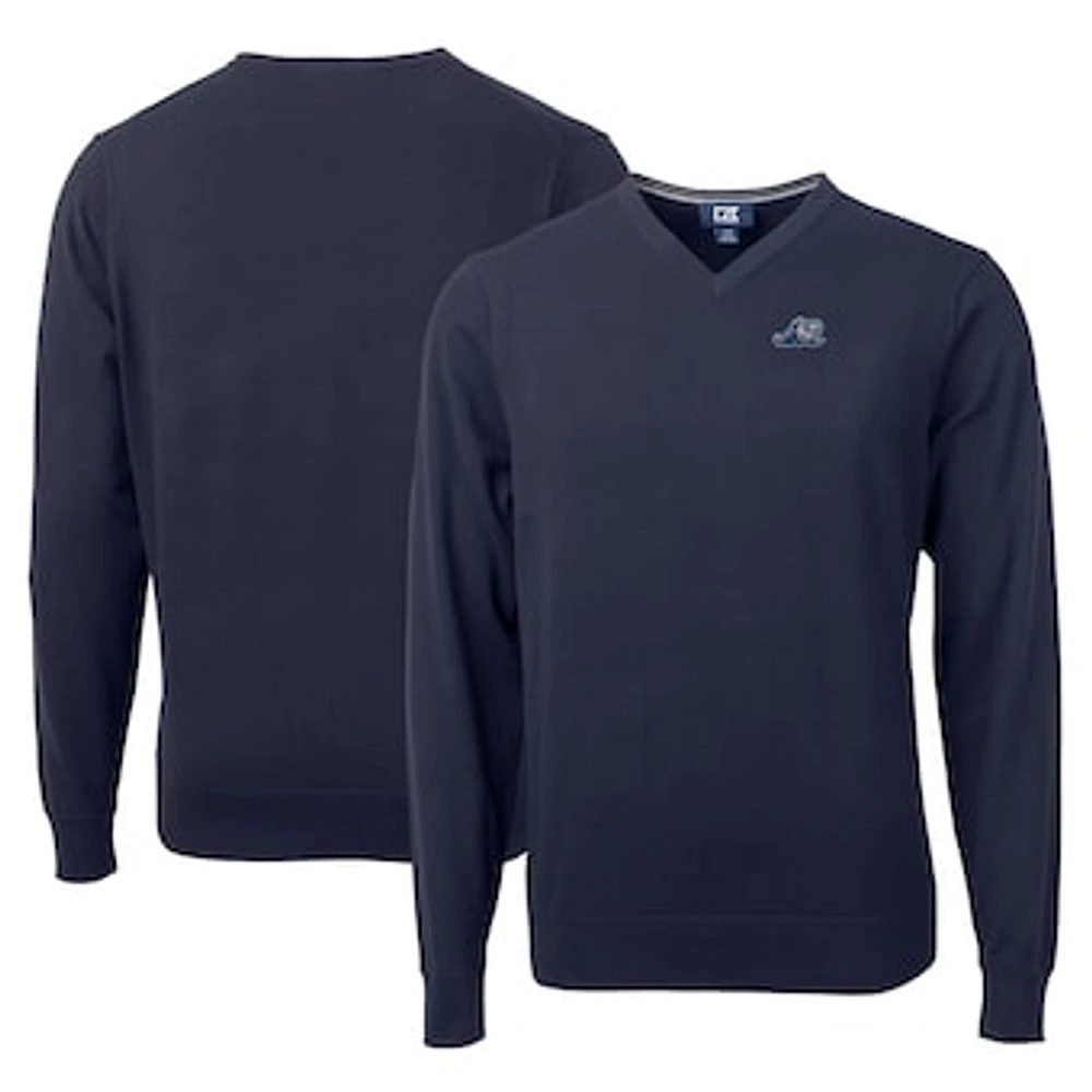 Men's Cutter & Buck Navy West Michigan Whitecaps Lakemont Tri-Blend V-Neck Pullover Sweater