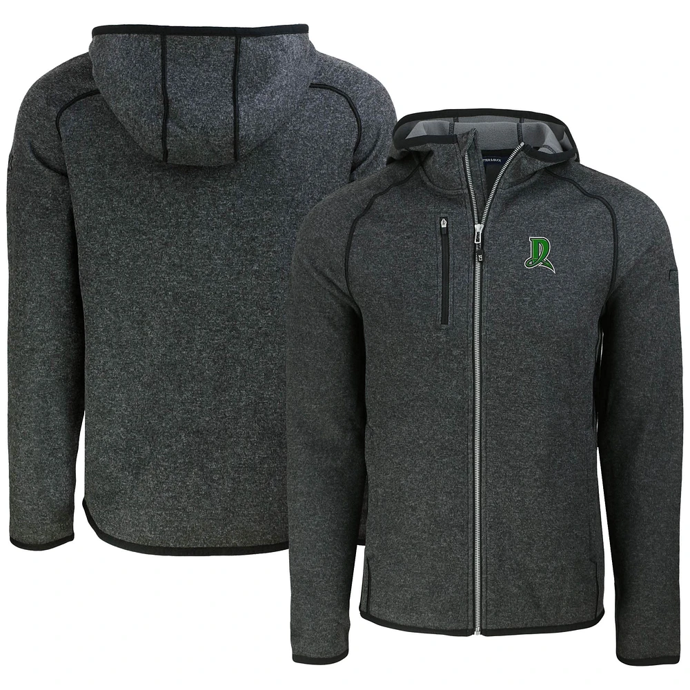 Men's Cutter & Buck Heather Charcoal Dayton Dragons Mainsail Raglan Full-Zip Hoodie