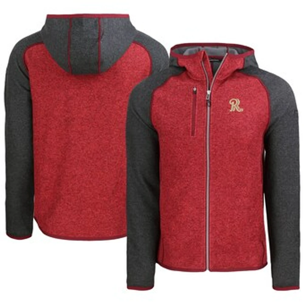 Men's Cutter & Buck Heather /Heather Charcoal Frisco RoughRiders Mainsail Raglan Full-Zip Hoodie