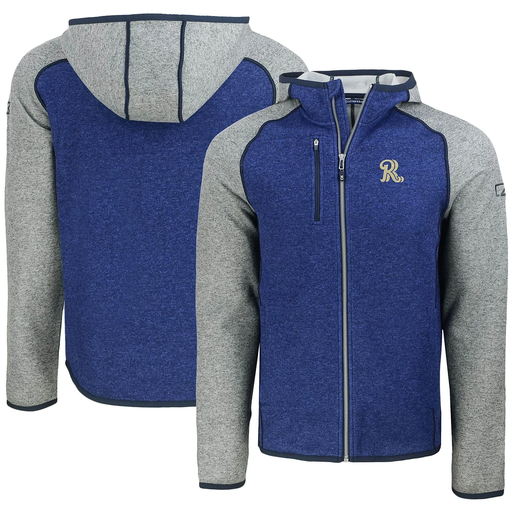 Men's Cutter & Buck Heather Blue/Heather Gray Frisco RoughRiders Mainsail Raglan Full-Zip Hoodie