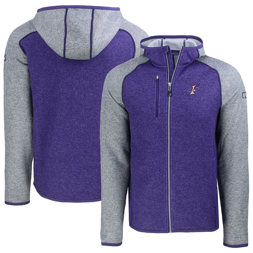 Men's Cutter & Buck Heather Purple/Heather Gray Albuquerque Isotopes Mainsail Raglan Full-Zip Hoodie