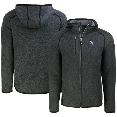 Men's Cutter & Buck Heather Charcoal New Hampshire Fisher Cats Mainsail Raglan Full-Zip Hoodie