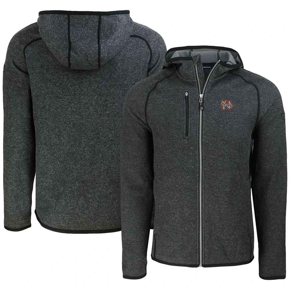 Men's Cutter & Buck Heather Charcoal Norfolk Tides Mainsail Raglan Full-Zip Hoodie