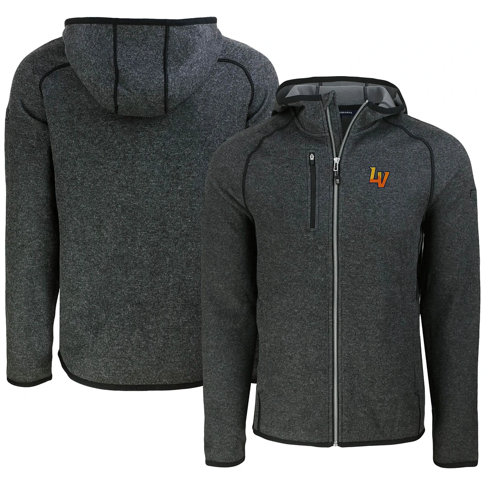 Men's Cutter & Buck Heather Charcoal Las Vegas Aviators Mainsail Raglan Full-Zip Hoodie