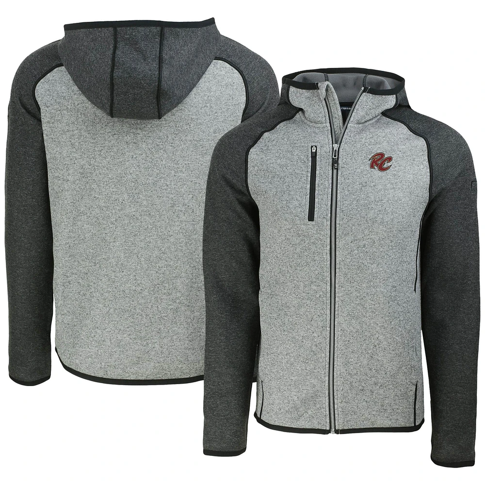 Men's Cutter & Buck Heather Gray/Heather Charcoal Sacramento River Cats Mainsail Raglan Full-Zip Hoodie